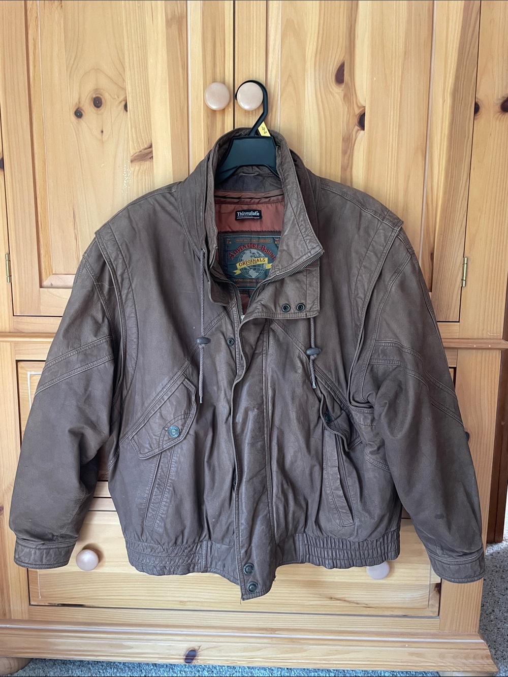 90’s Thinsulate brown leather Adventure Bound bomber jacket
